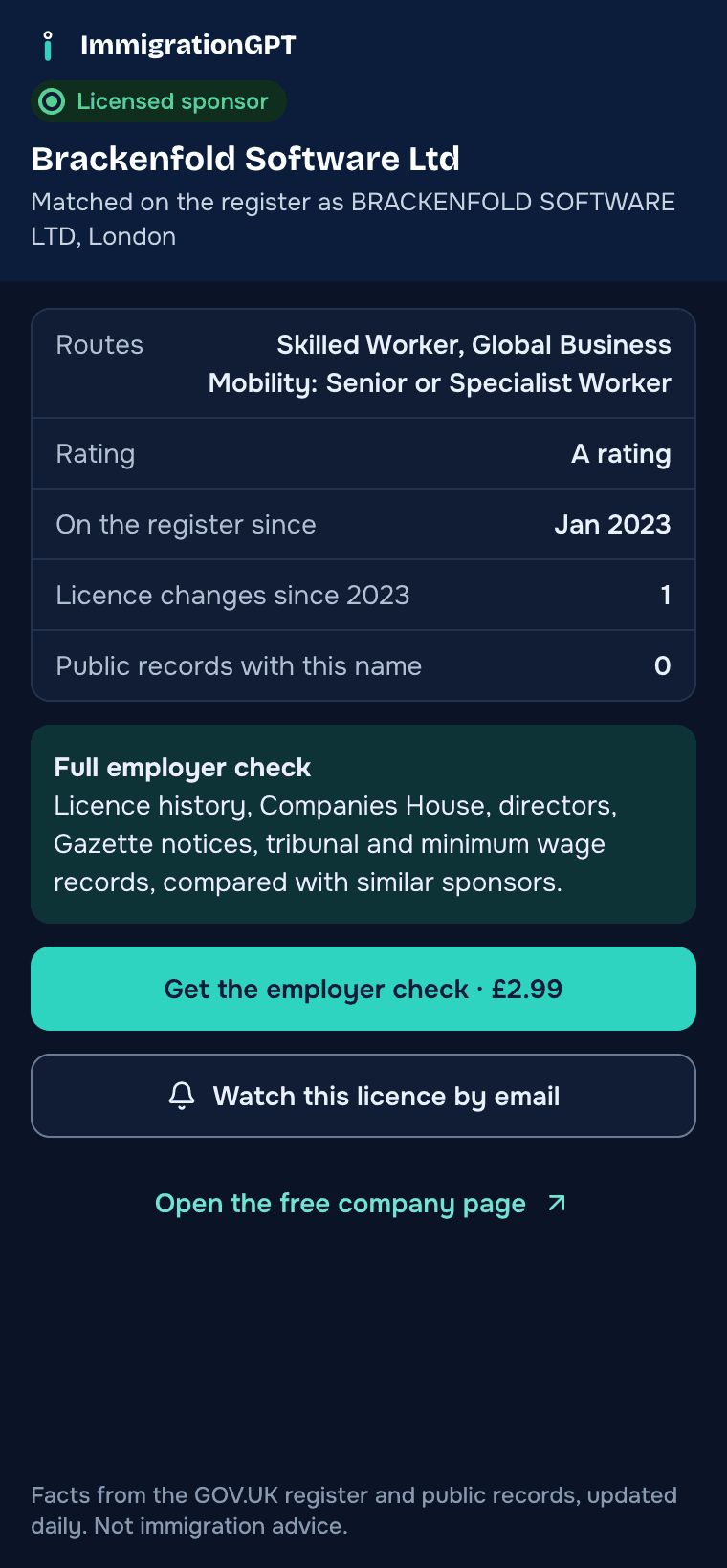 The side panel in dark mode